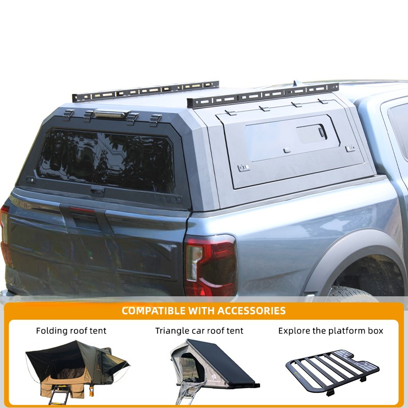 Car Accessories Roof Rack - 高品質ステンレス製ハードトップピックアップトラック荷台カバー、ルーフラック付きキャンピングキャノピー、タコマ・ハイラックス車用テントタイプアクセサリー
