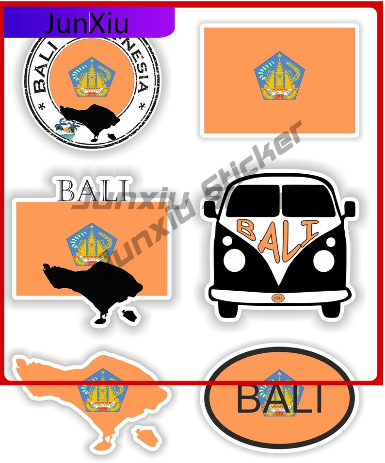Car Accessories Bali - バリ島インドネシア国旗ビニールデカール6枚セットステッカーカスタムビニールデカール車の装飾アクセサリーバイク用ステッカー