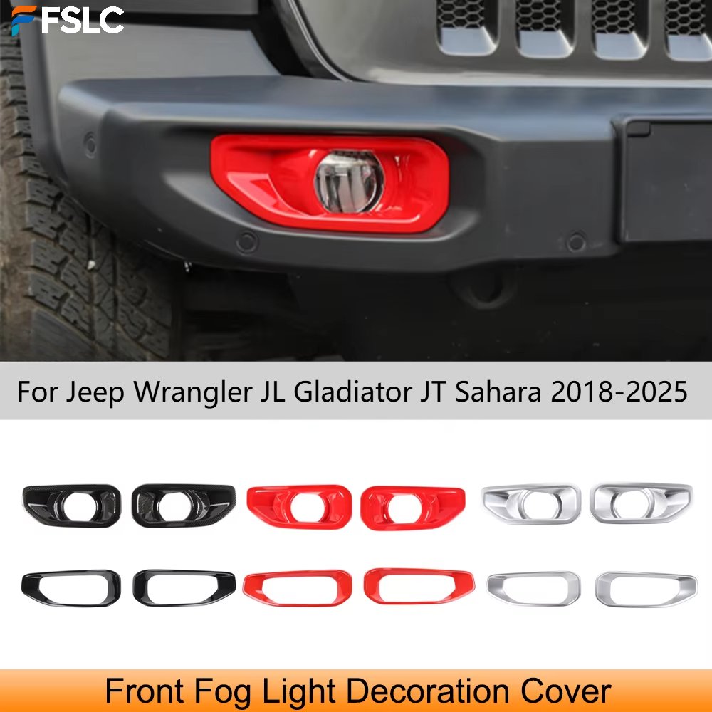 Car Accessories You Need - ジープ・ラングラーJL・グラディエーターJT・サハラ2018-2025用フロントフォグライト装飾カバートリムステッカー外装アクセサリー