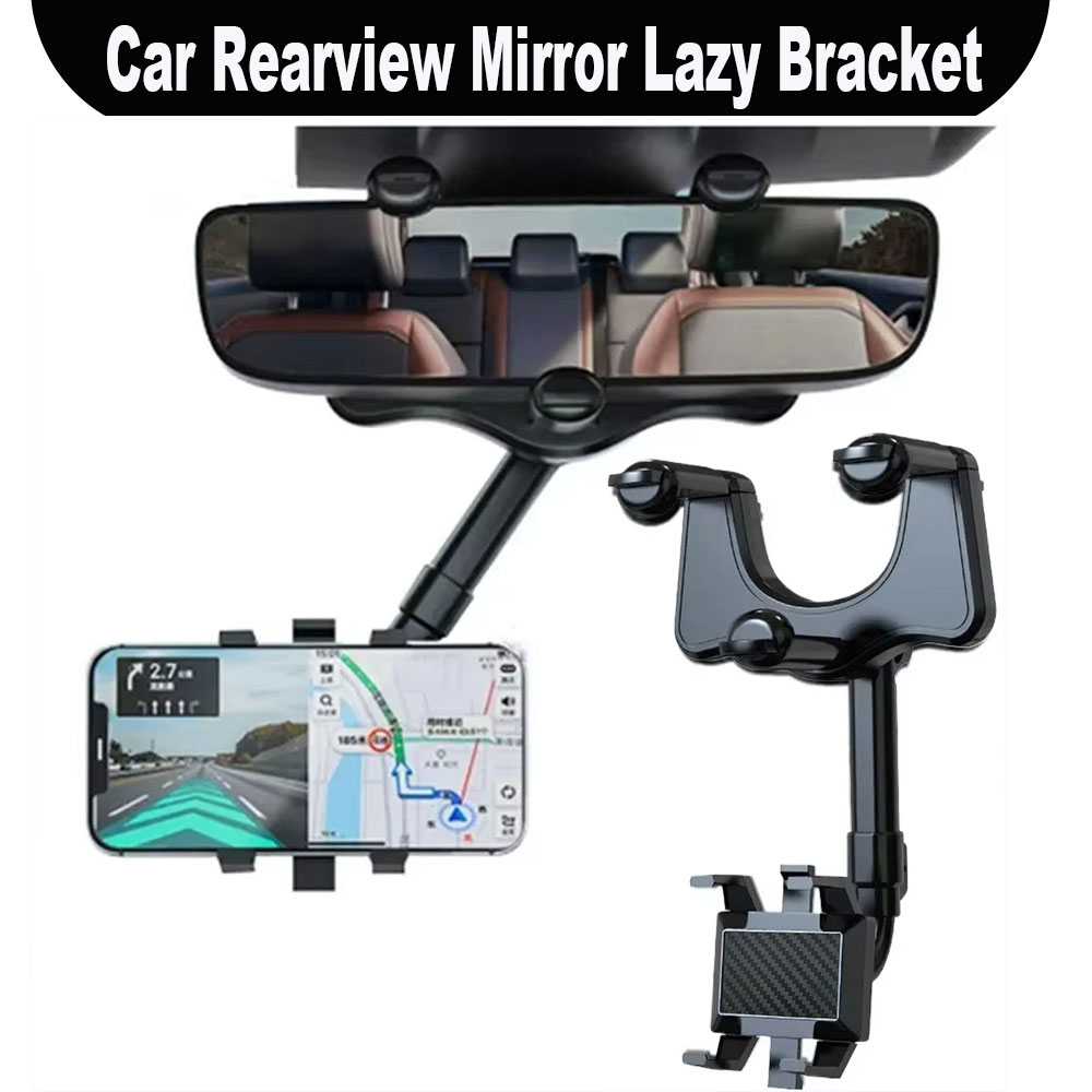 Car Accessories Phone Holder - 多機能車用バックミラー携帯電話ホルダー 360度回転 ° 格納式携帯電話マウント GPSホルダー ユニバーサルオートフォンホルダー