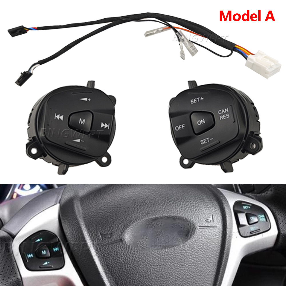 Car Accessories You Need - カーアクセサリーステアリングホイールボリュームコントロールスイッチブルーバックライト付きフォードフィエスタ MK7 MK8 Ecosport 2013 2014