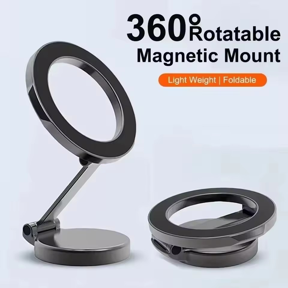 Car Accessories Phone Holder - マグセーフ対応360度回転折りたたみ式マグネット式車載携帯電話ホルダー ° iPhone 17、Huawei、Xiaomi対応 車載用調整可能マグネット式マウントスタンド