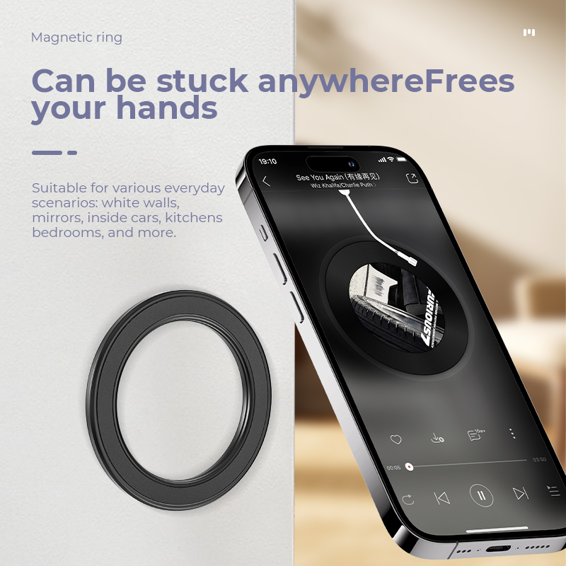 Car Accessories Phone Holder - MagSafe対応 強力マグネットリング式スマホホルダー 粘着マグネット壁掛け携帯電話マウント 車載ダッシュボードマウント iPhone 15用