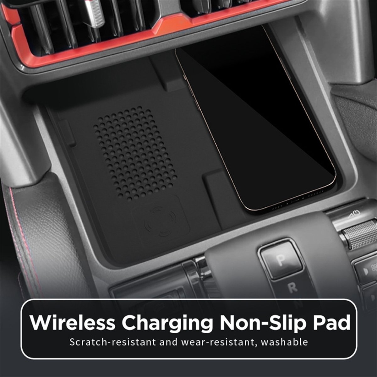 Wireless Car Charger - BYD SHARK 2024用 車載ワイヤレス充電パッド 超特価セール！滑り止め付きシリコン製保護マット、自動車用スマホ充電マット