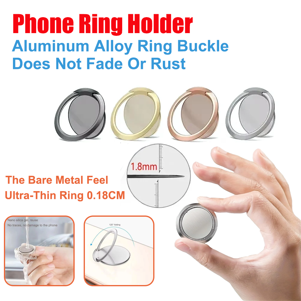 Car Accessories Phone Holder - 超薄型メタルリングホルダー スタンド 携帯電話用 360度回転 ° 回転式折りたたみキックスタンド