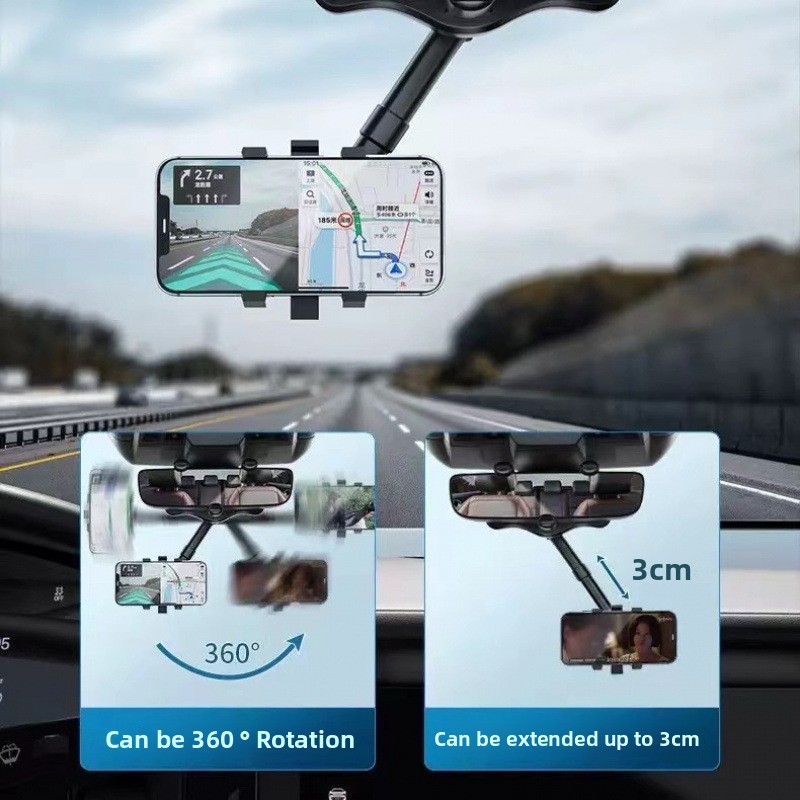多機能車用バックミラー携帯電話ホルダー 360度回転 °   - Car Accessories Phone Holder のレビューと価格
