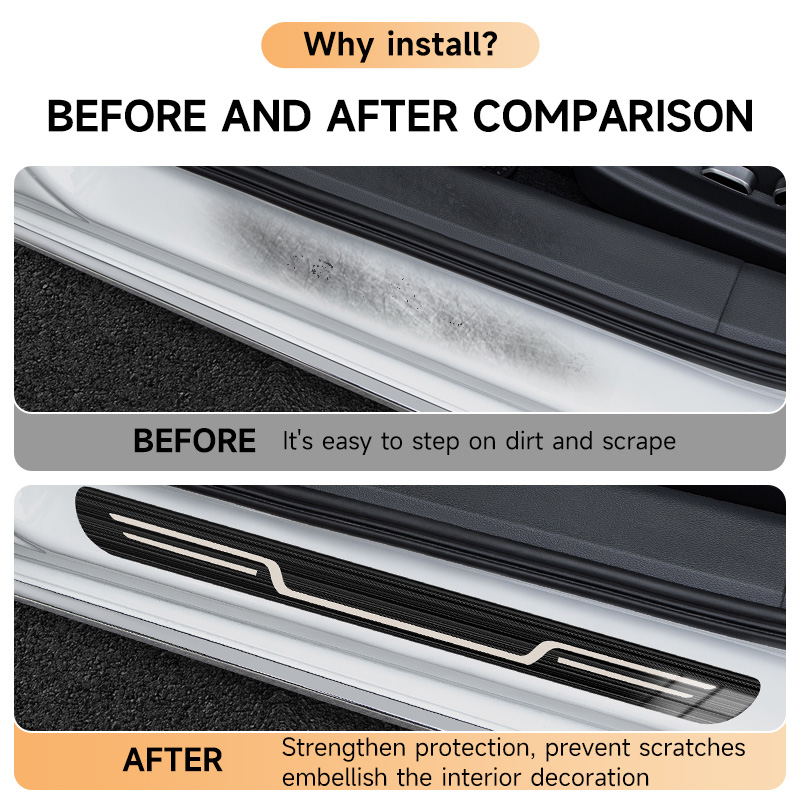 ステンレス製車のドアシルストリップ汚れ防止ステッカーカバー装 - Car Accessories You Need のレビューと価格