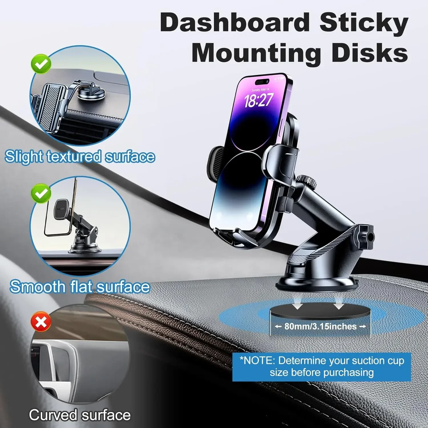 ユニバーサルダッシュボード粘着パッドセット、吸盤グリップカー - Car Accessories Phone Holder のレビューと価格