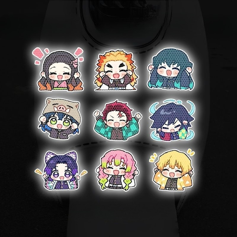 鬼滅の刃のキャラクター風車用反射ステッカー、電動車両ヘルメッ - Car Accessories You Need のレビューと価格