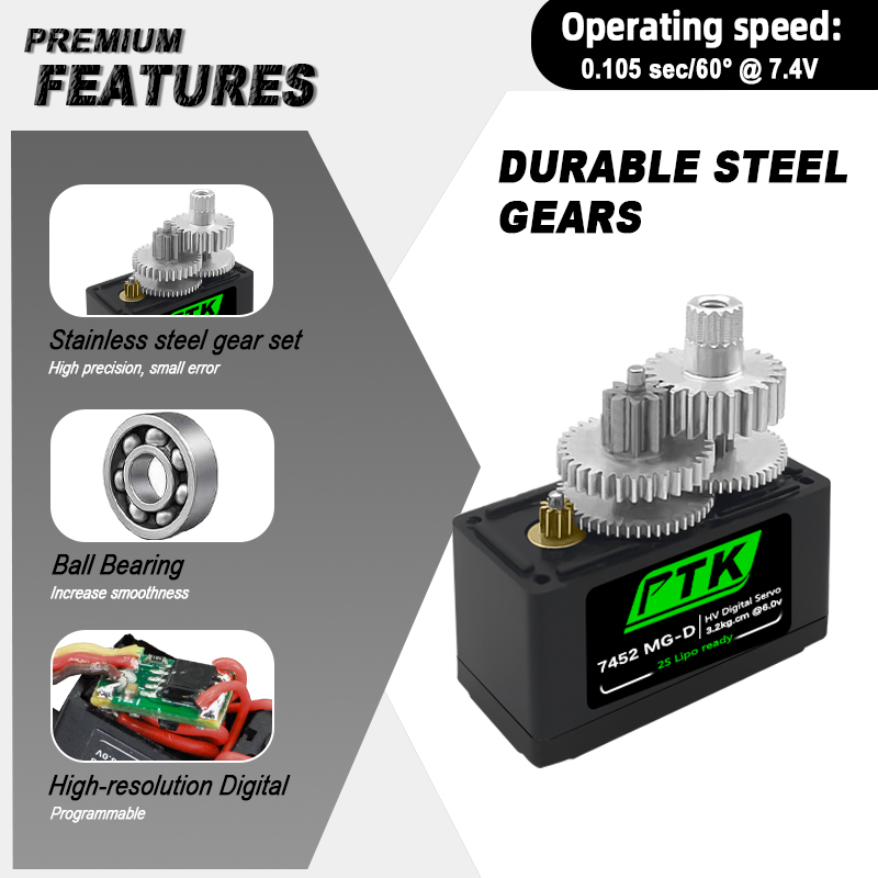 PTK 7452 MG-D 9 グラムデジタルサーボメタルギ - D.A.D Car Accessories のレビューと価格